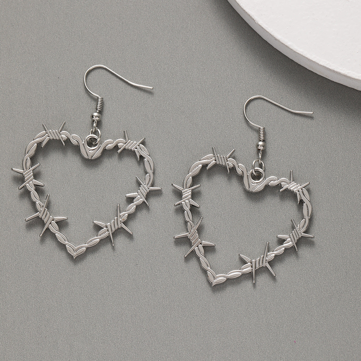 Wholesale Gothic gold/silver forked heart pendant earrings